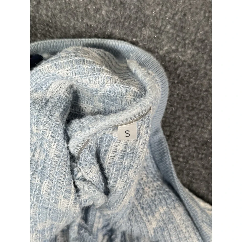 SKJAEVELAND Norway Nordic Cardigan Sweater Womens Small Blue White Heart Pattern